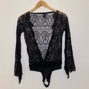 Nasty Gal Black lace bodysuit